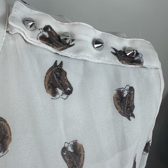 Zara Basic long sleeve top with horse print size large - Picture 11 of 14